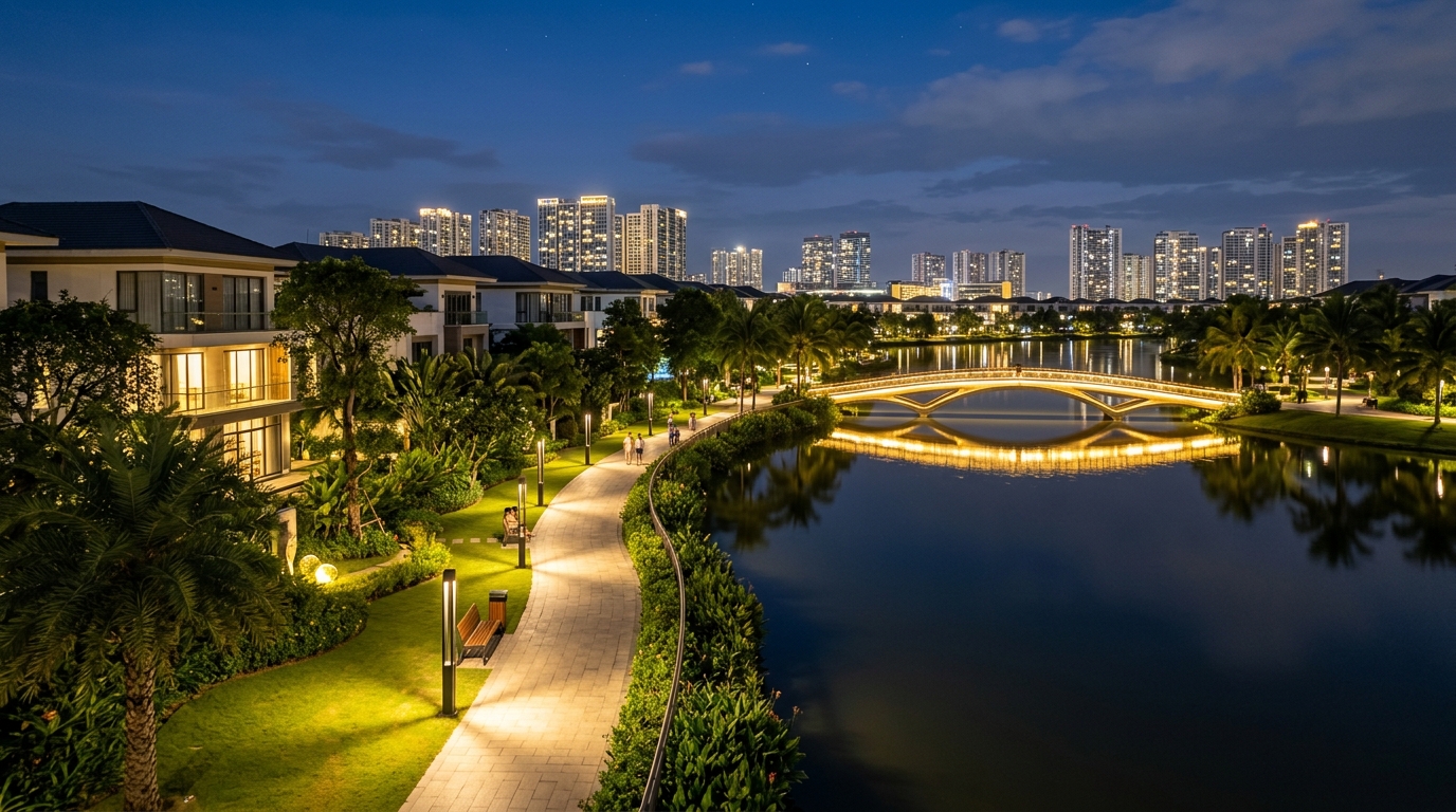 Chiếu sáng đèn cảnh quan sân vườn Đại Đô Thị Ecopark & Vinhomes