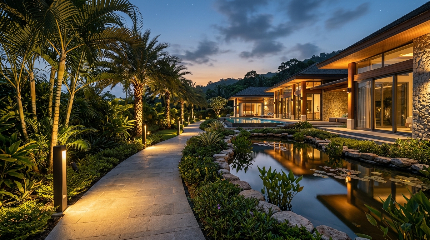 Giải pháp chiếu sáng Đèn Cảnh Quan Sân Vườn cho biệt thự resort sinh thái